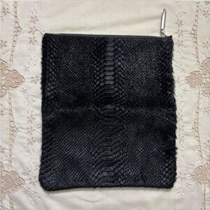August Los Angeles Pony Hair Snakeskin Clutch